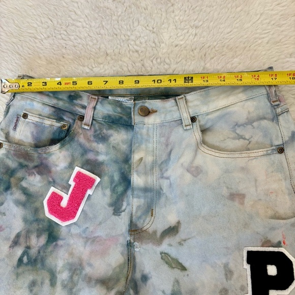 Carhartt Tie Dye w/ Patches Multicolor Men’s Straight leg Semi Distressed Jeans - Picture 8 of 16